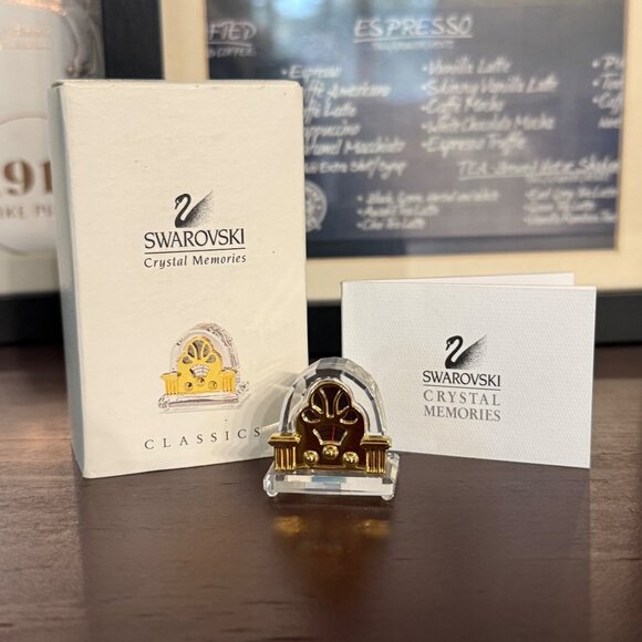 Swarovski Crystal Memories Classics Gold & Clear Crystal Miniature Radio - Picture 1 of 4